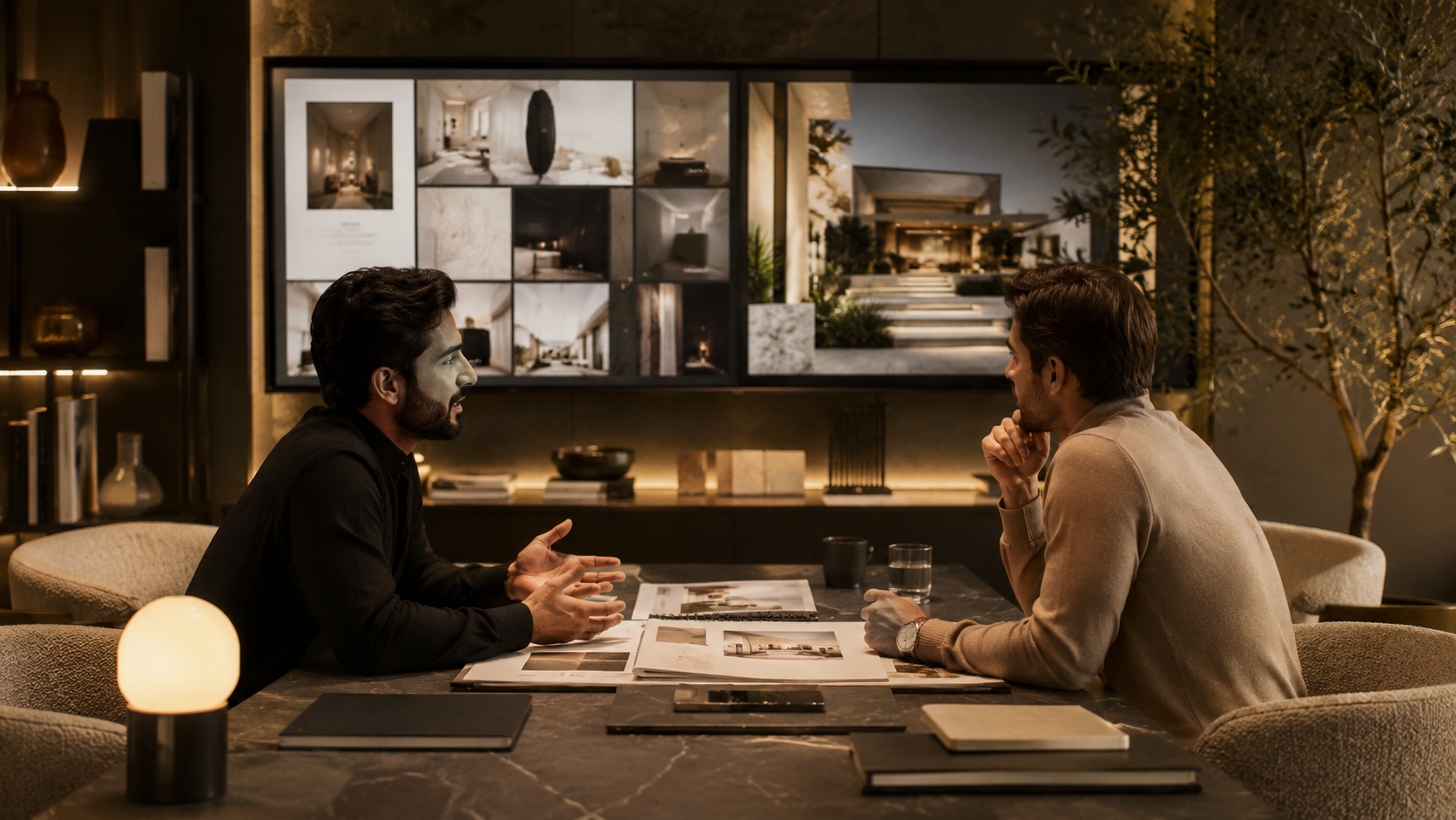 Premium client meeting and project consultation scene
