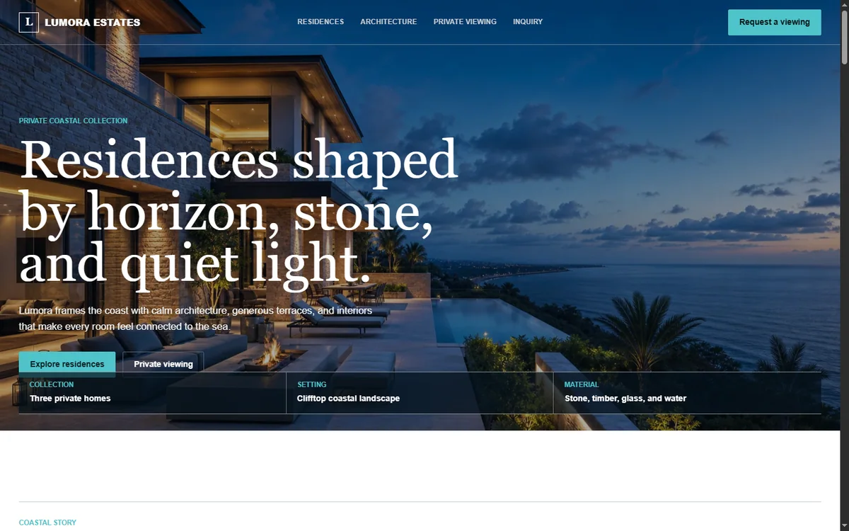 Lumora Estates concept interface product state