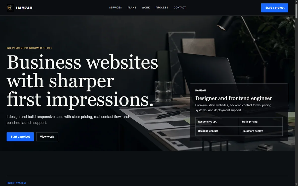 Hamzah portfolio interface product state